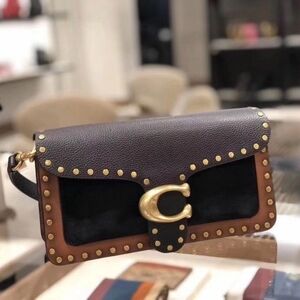 Coach Tabby 26 Black and Brown Shoulder Bag with Gold Accents